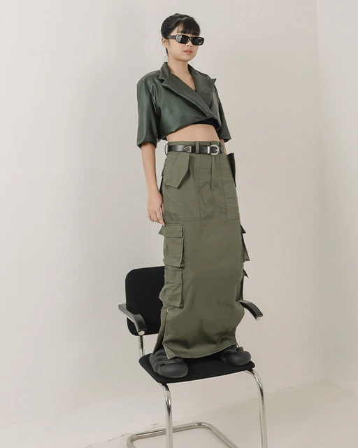 Image of CATHA - Lisa Leather Crop Blazer