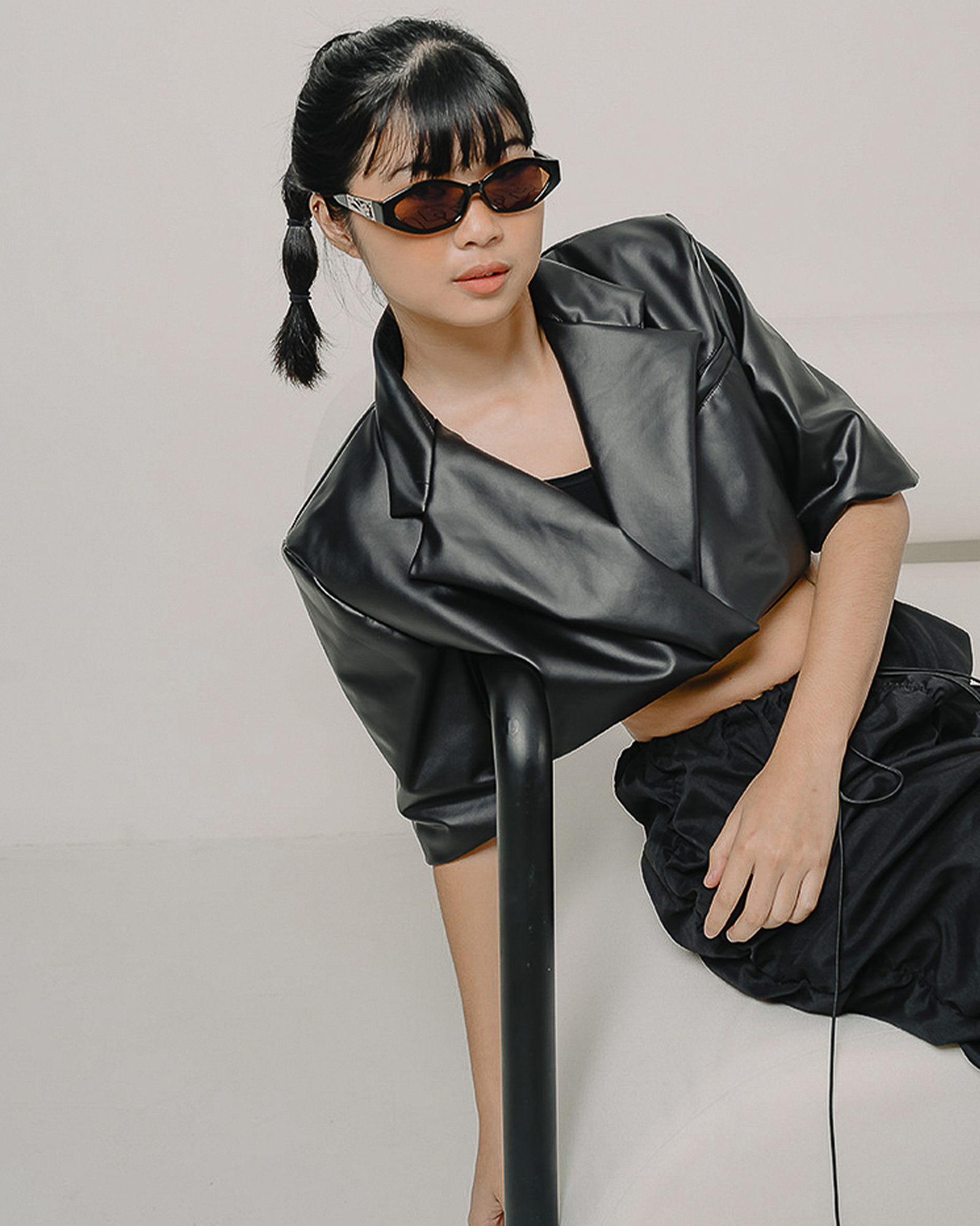 Lisa Leather Crop Blazer