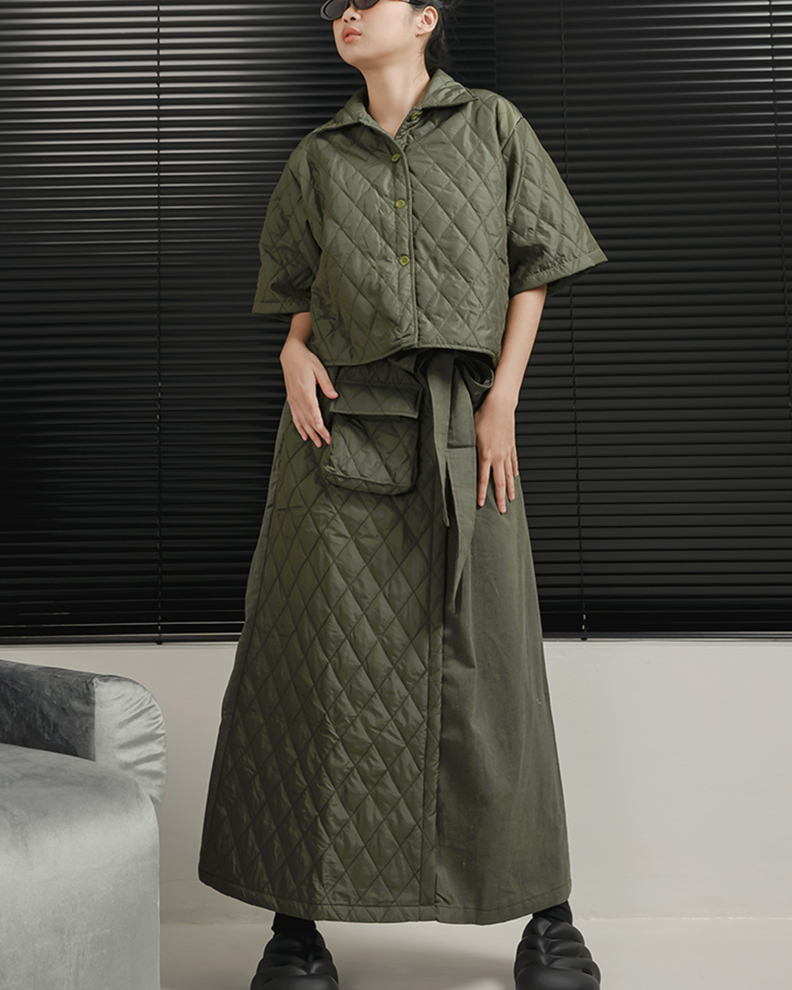 Highwaist Quilted Half Skirt
