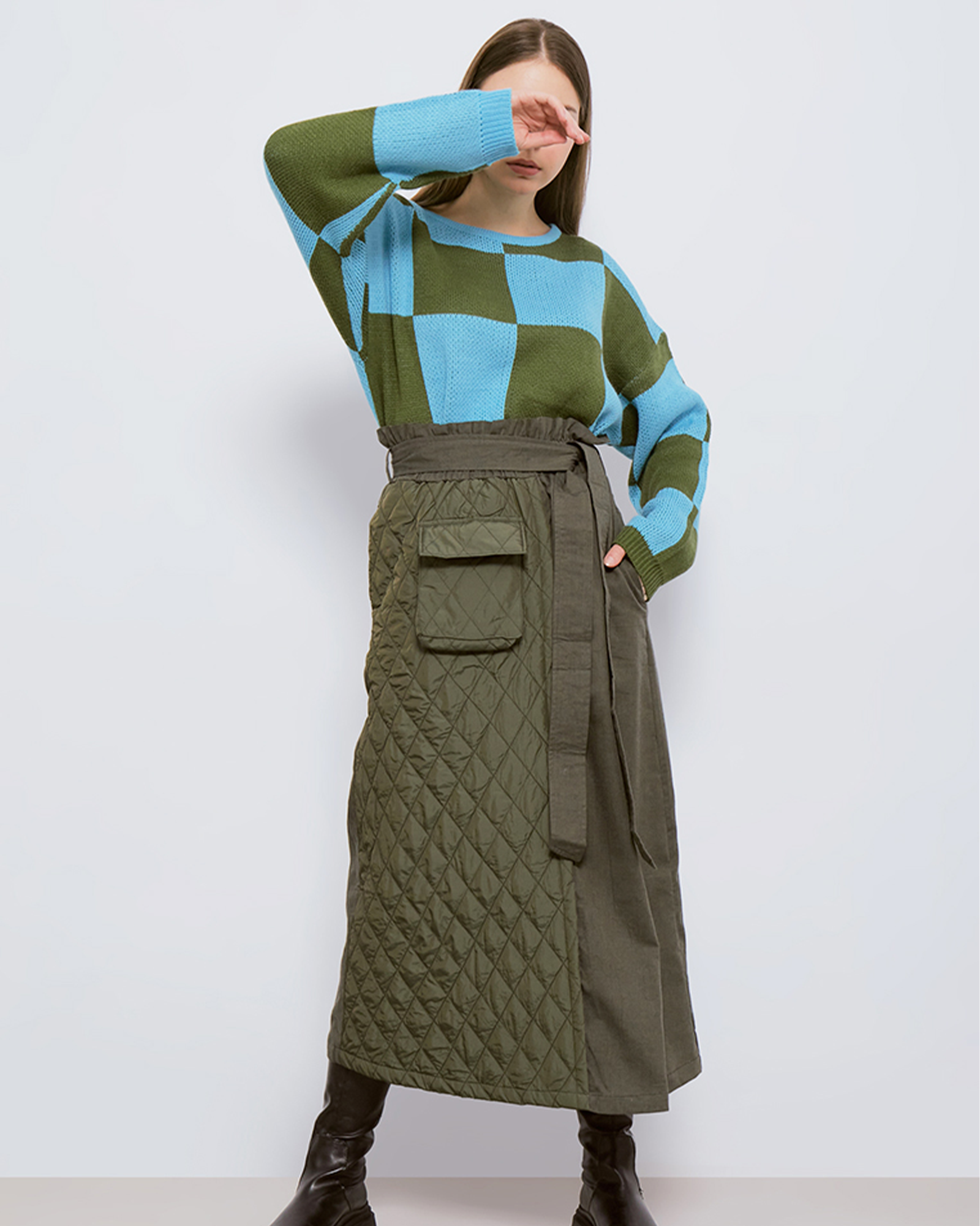 Highwaist Quilted Half Skirt
