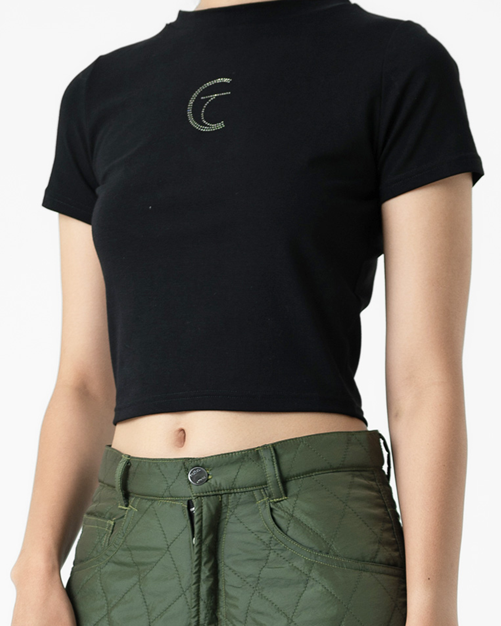 Sequins Logo Crop Shirt