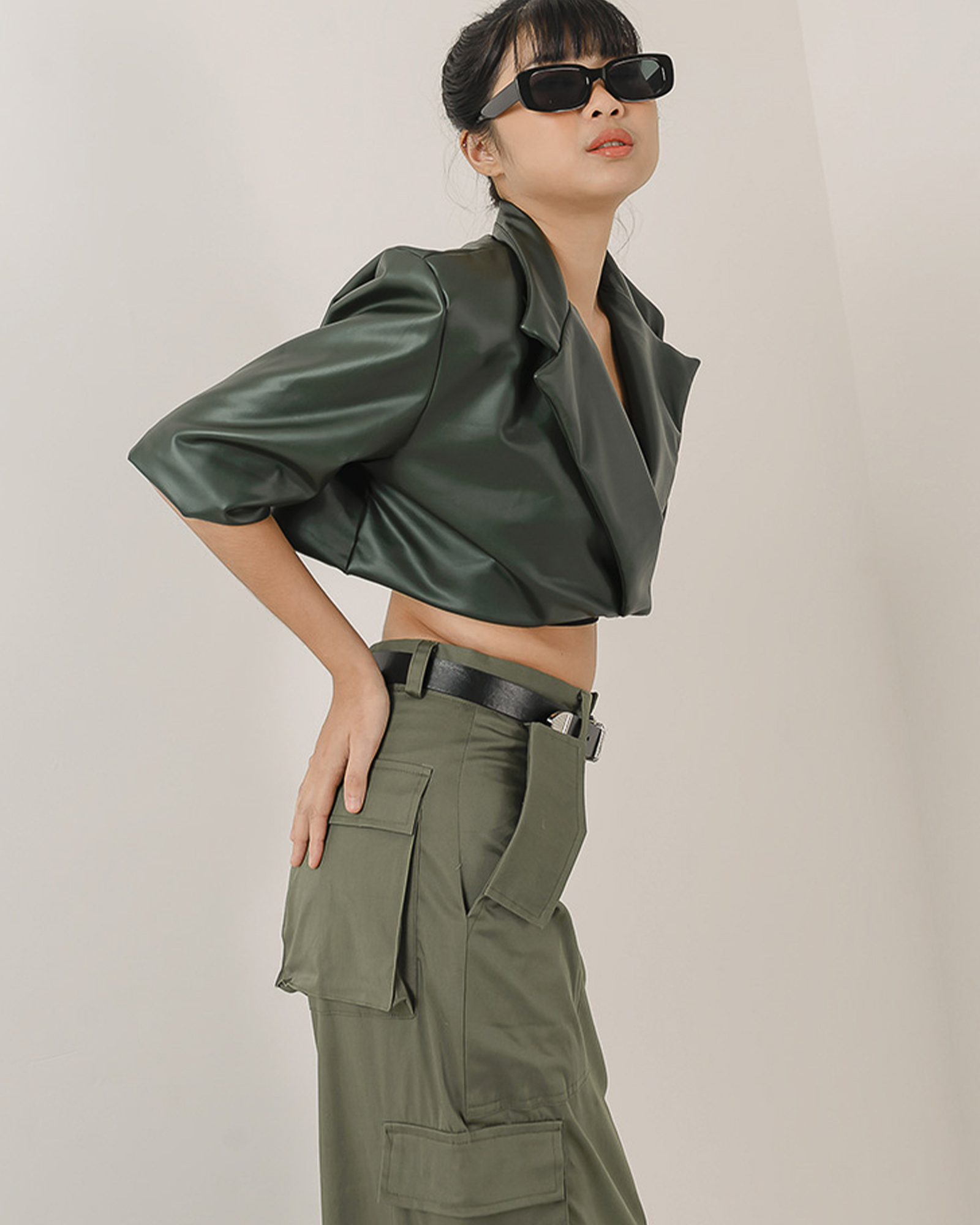 Lisa Leather Crop Blazer