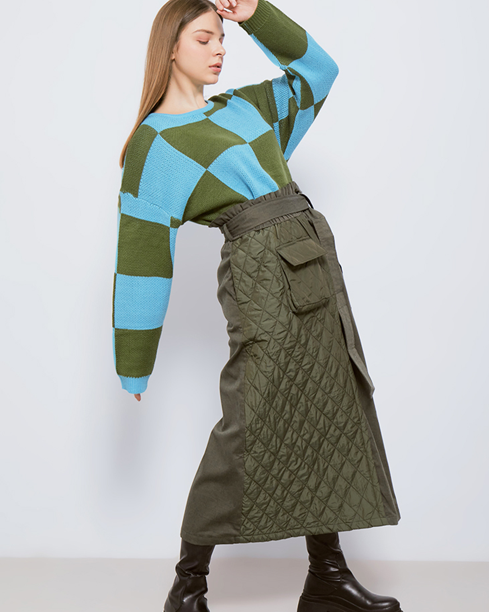 Highwaist Quilted Half Skirt