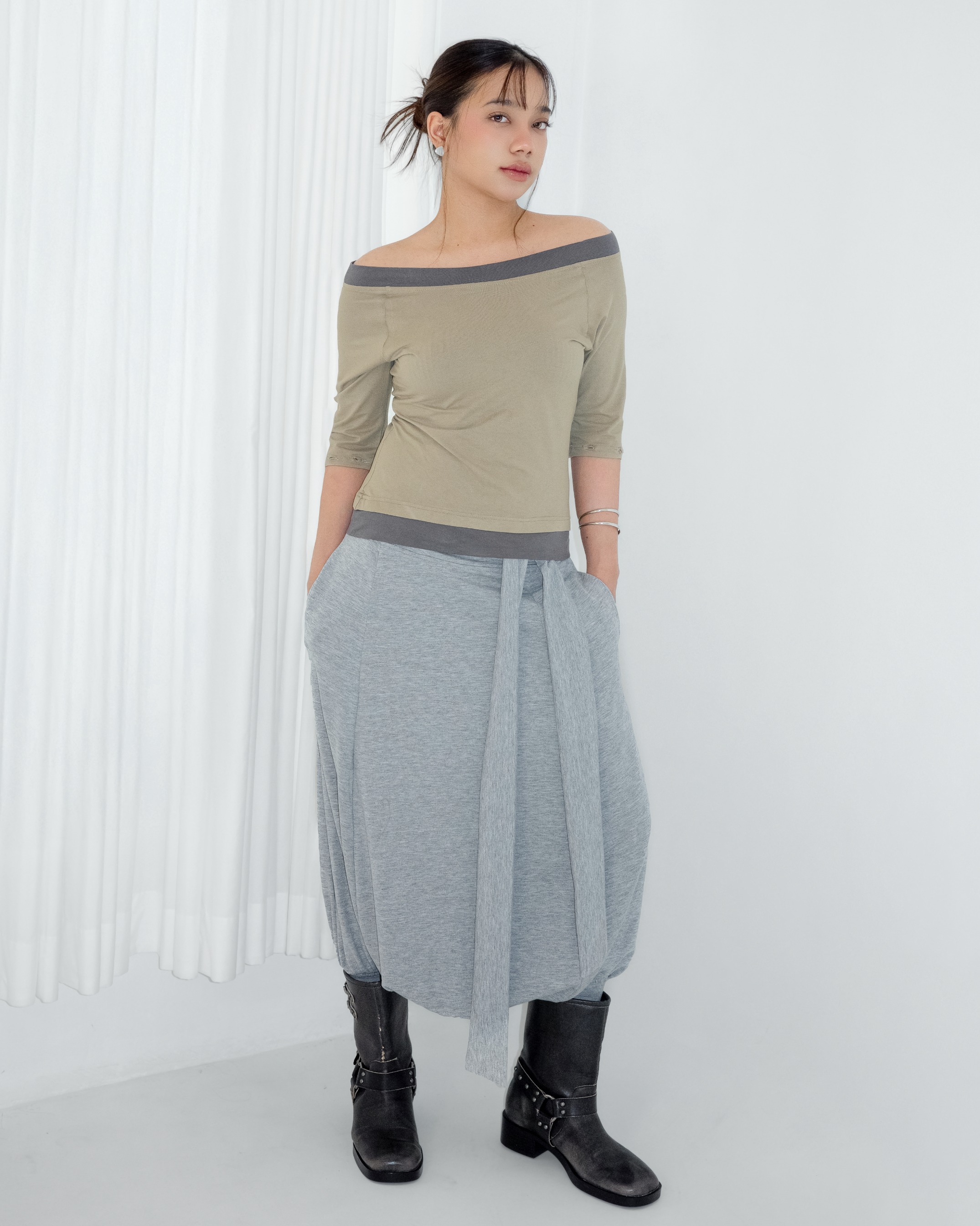 Off Shoulder Colorblock