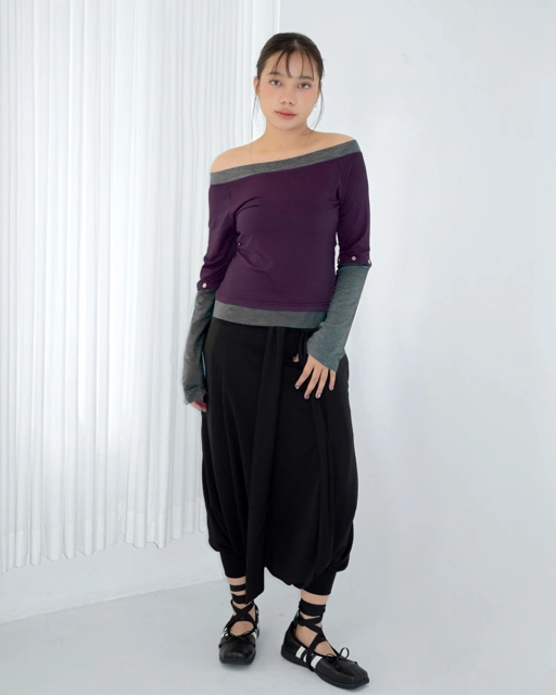 Off Shoulder Colorblock