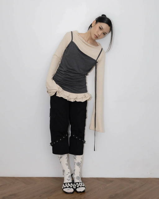 Image of Ruffle Hem Layer Top