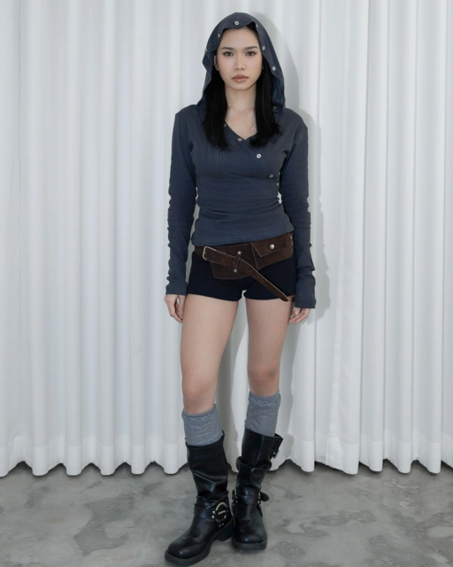 Image of Buttons Hoodie Top