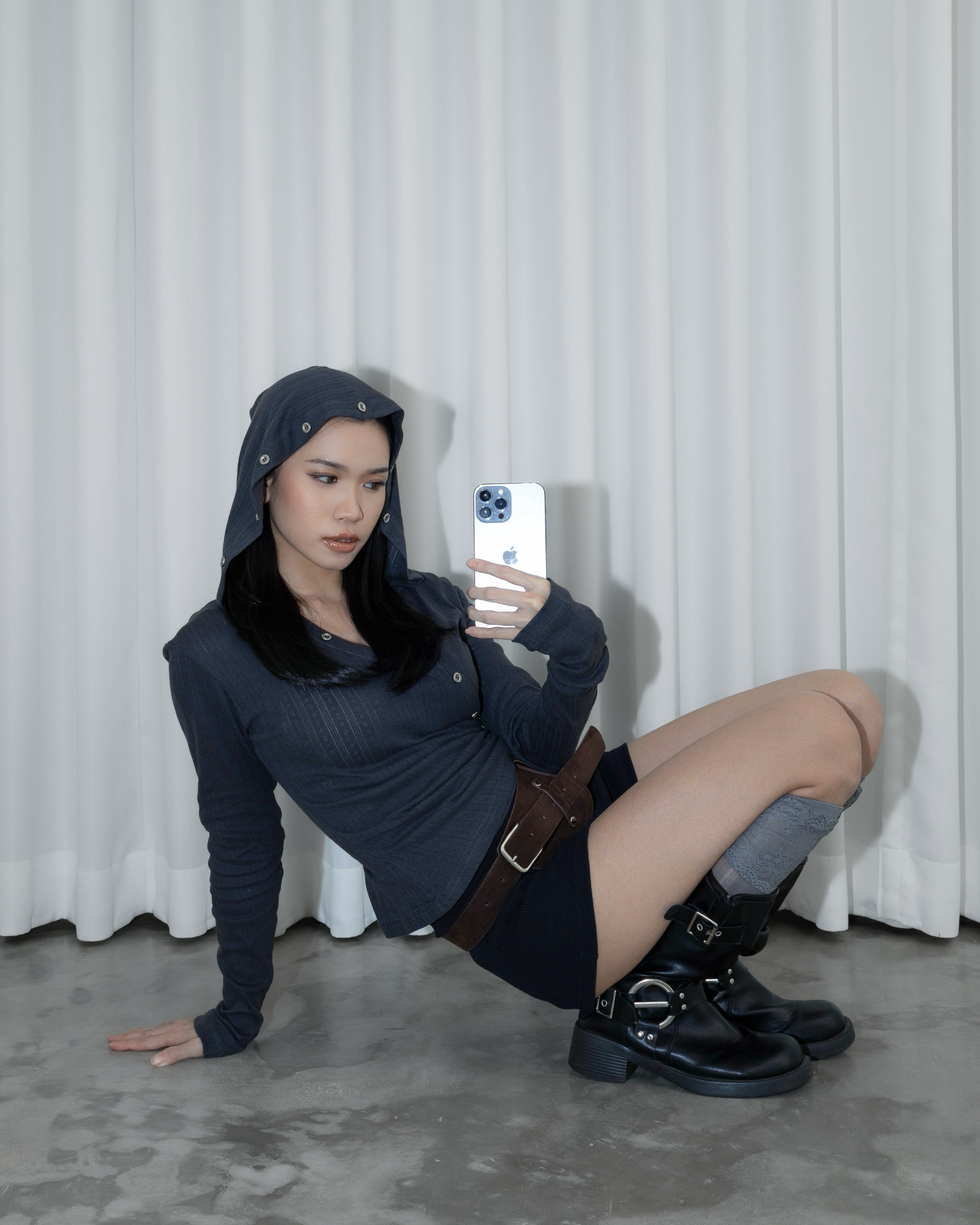 Buttons Hoodie Top