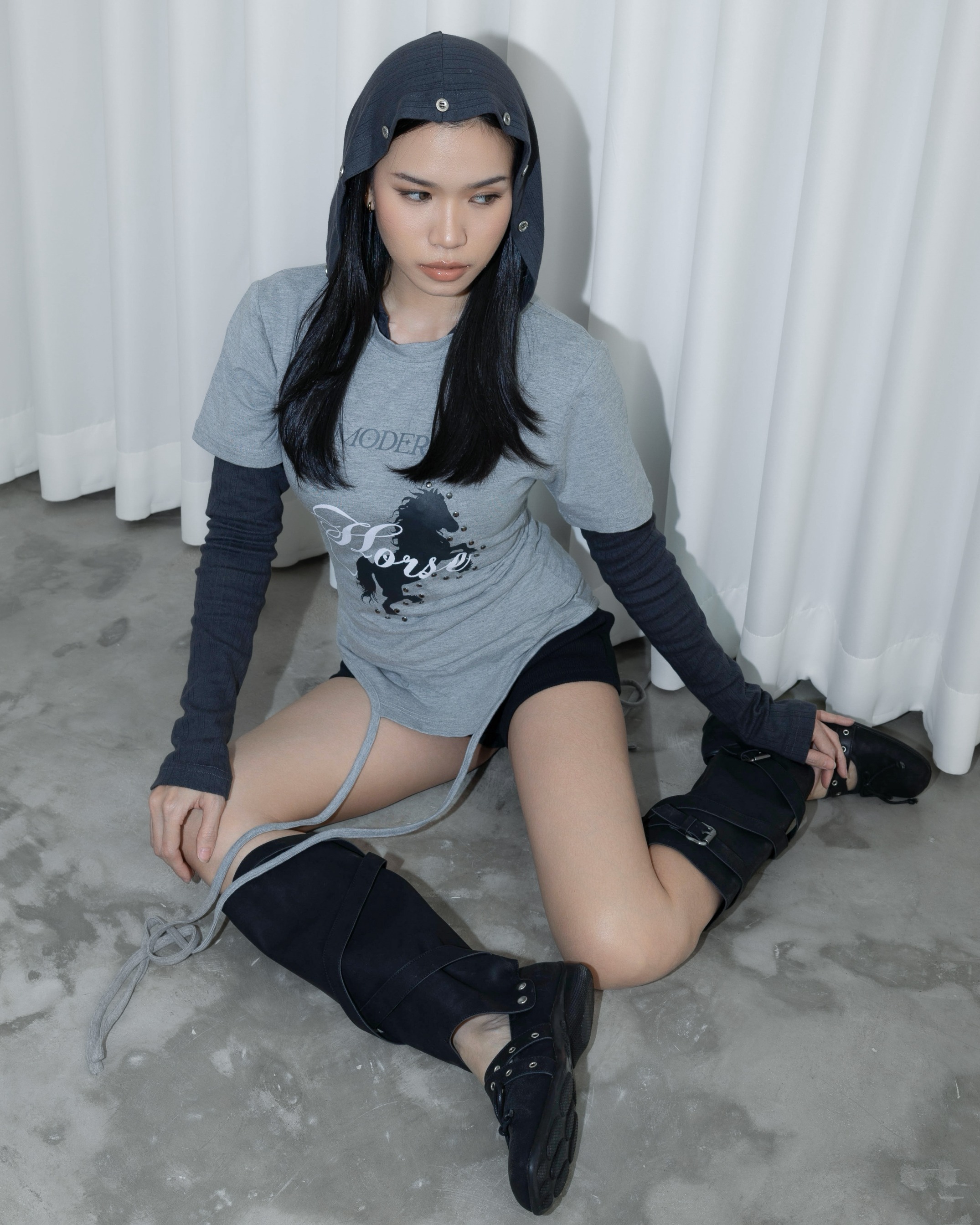 Buttons Hoodie Top