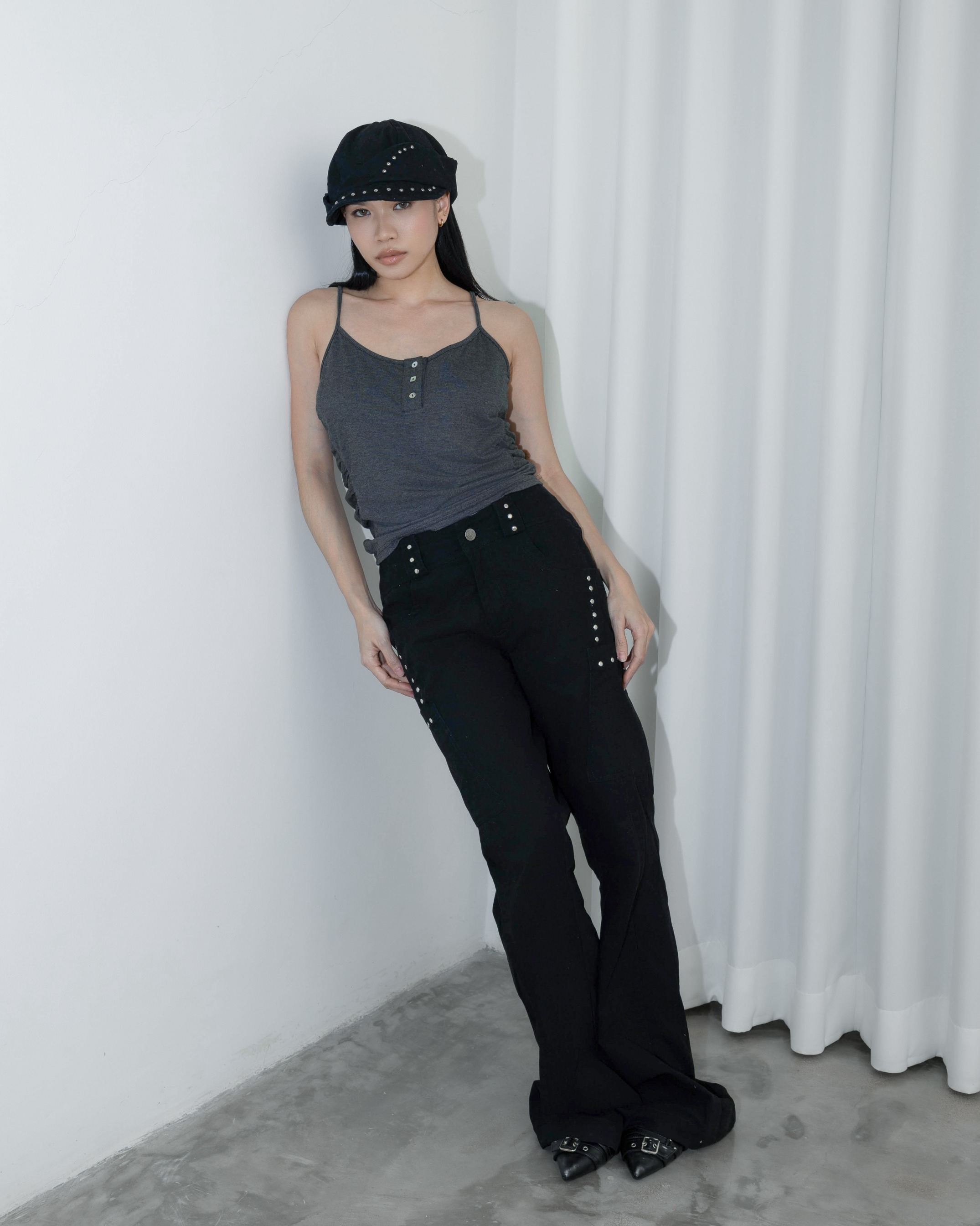 Stud Straight Long Pants