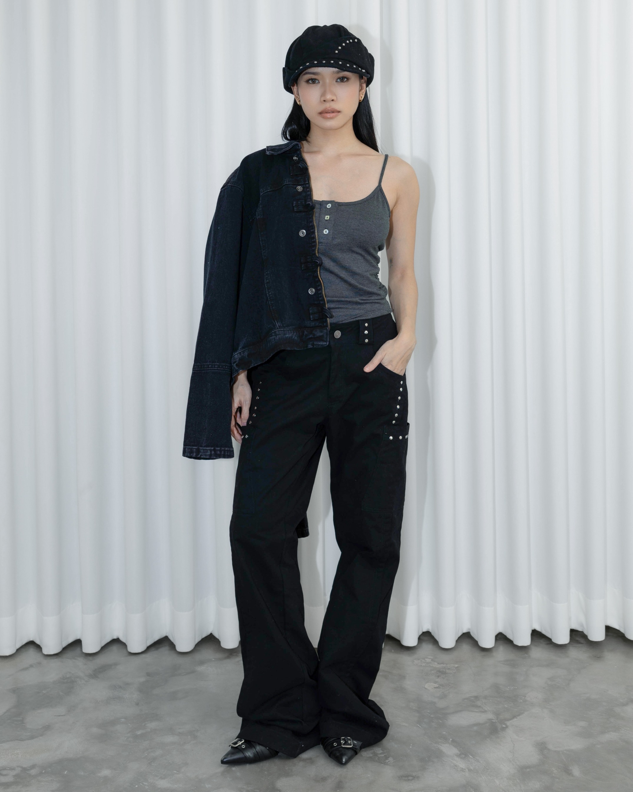 Stud Straight Long Pants