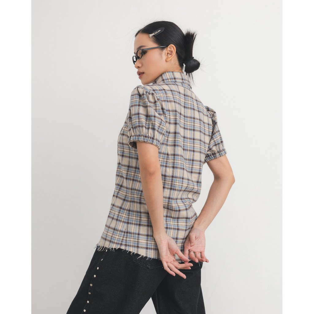 Checkered Poppy Sleeve Shirt