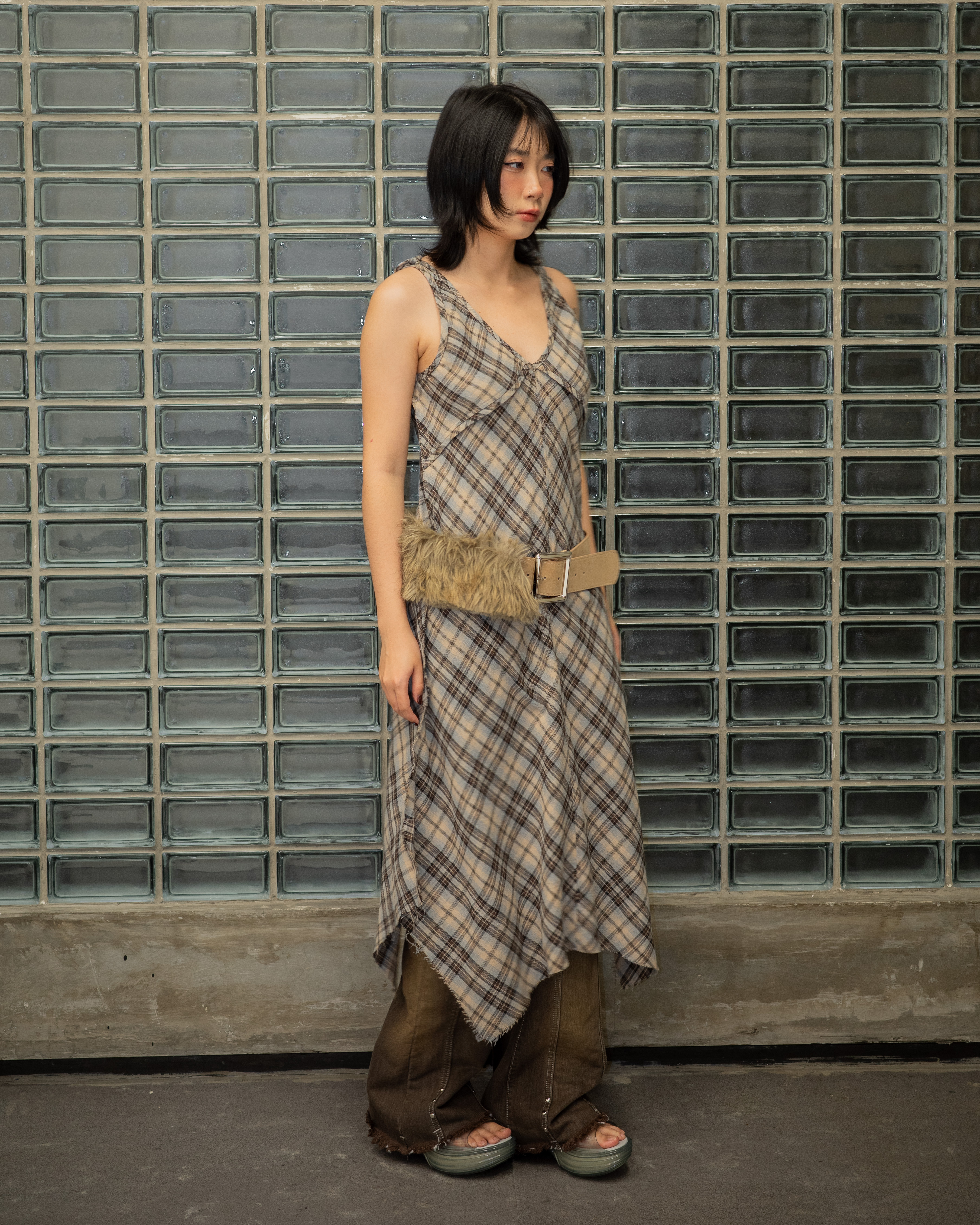 Checkered Asymmetric Dress