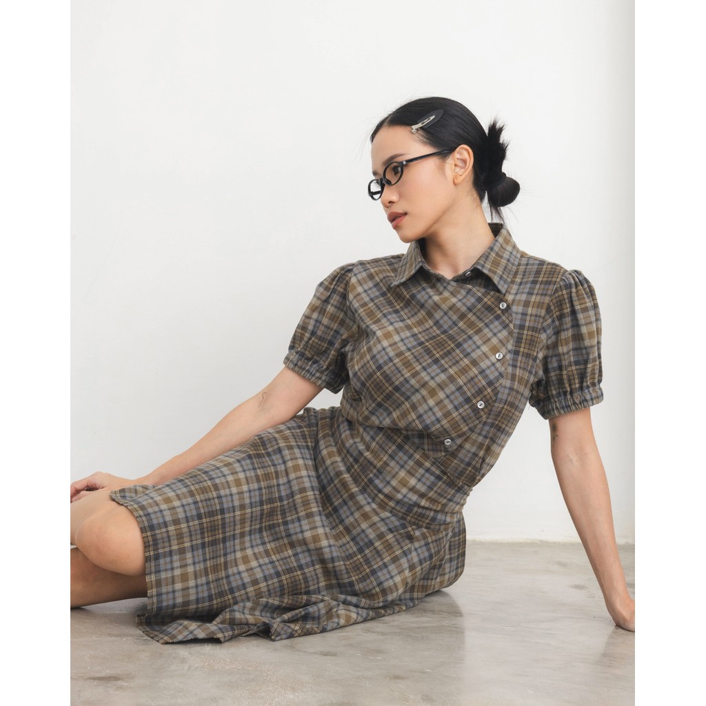 Checkered Poppy Sleeve Shirt