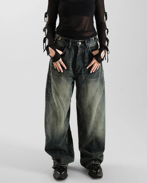 Image of CATHA - Line Up Snow Washed Baggy Jeans