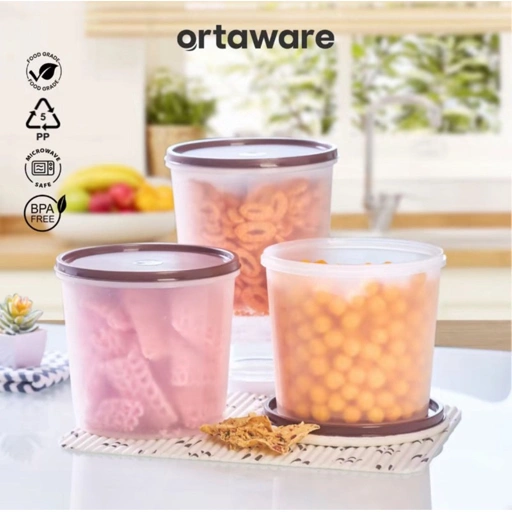 Image of [Toples Asta 4 Liter Isi 3 Pcs] | ORTAWARE | Toples Kerupuk Serbaguna | BPA FREE & KEDAP UDARA