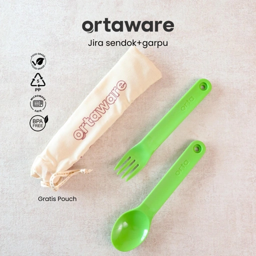 Image of [Jira Set Sendok Garpu FREE POUCH] | ORTAWARE | Tebal, Kokoh & BPA Free