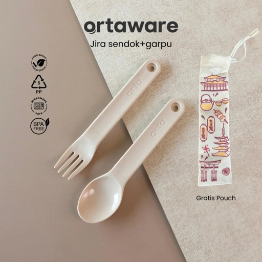 Image of [Jira Set Sendok Garpu FREE POUCH] | ORTAWARE | Tebal, Kokoh & BPA Free