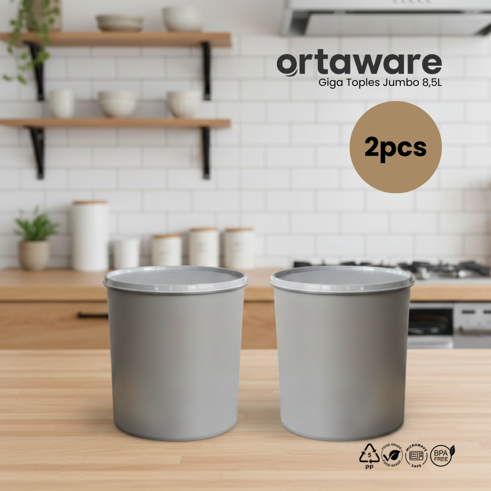 [2PCS] Ortaware Toples Jumbo Gentong Giga 8,5L Kedap Udara BPA Free 2PCS untuk Penyimpanan Makanan Segar dan Aman