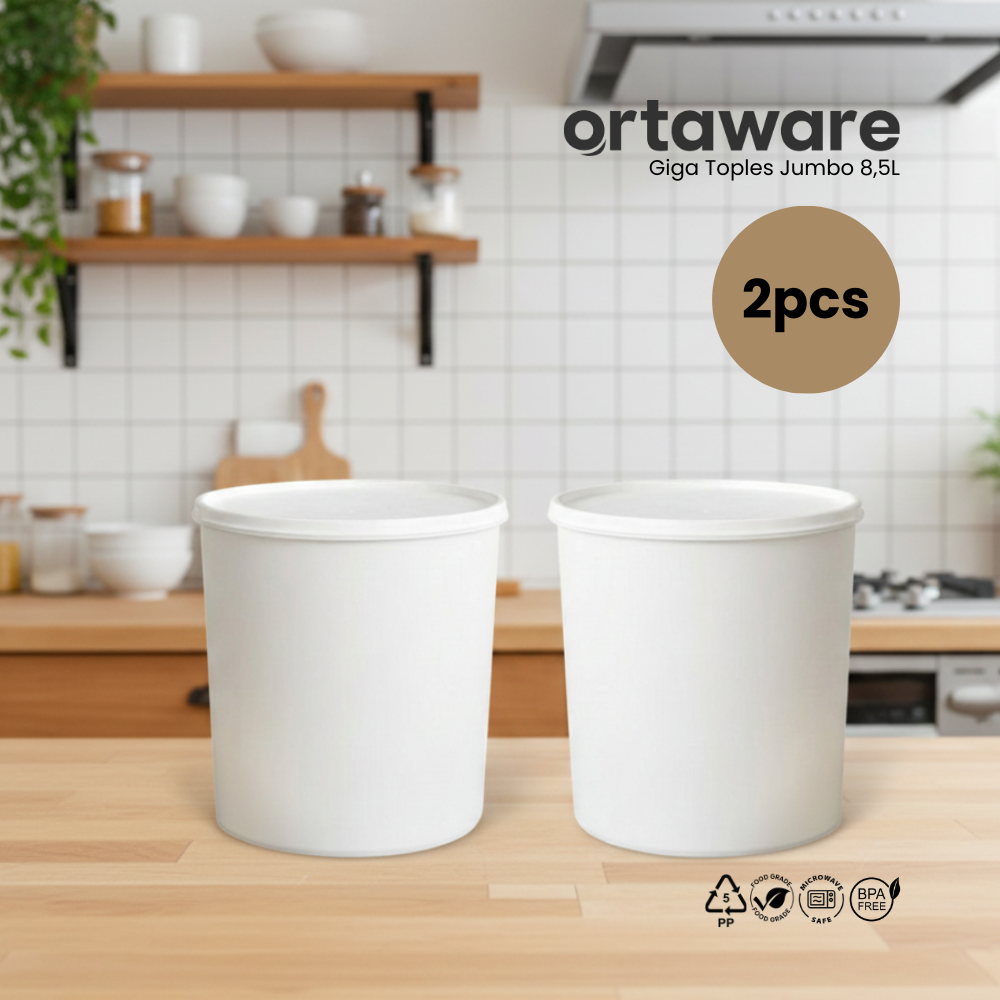[2PCS] Ortaware Toples Jumbo Gentong Giga 8,5L Kedap Udara BPA Free 2PCS untuk Penyimpanan Makanan Segar dan Aman