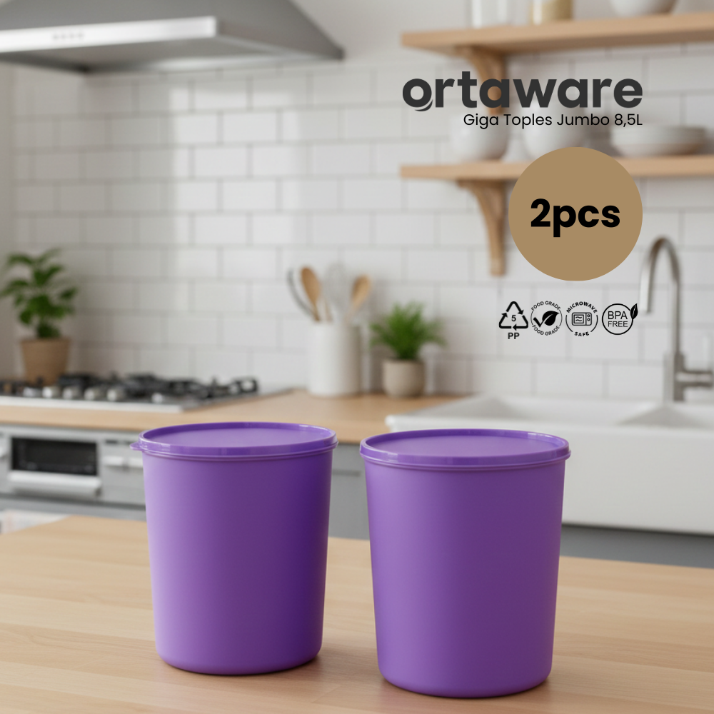 [2PCS] Ortaware Toples Jumbo Gentong Giga 8,5L Kedap Udara BPA Free 2PCS untuk Penyimpanan Makanan Segar dan Aman