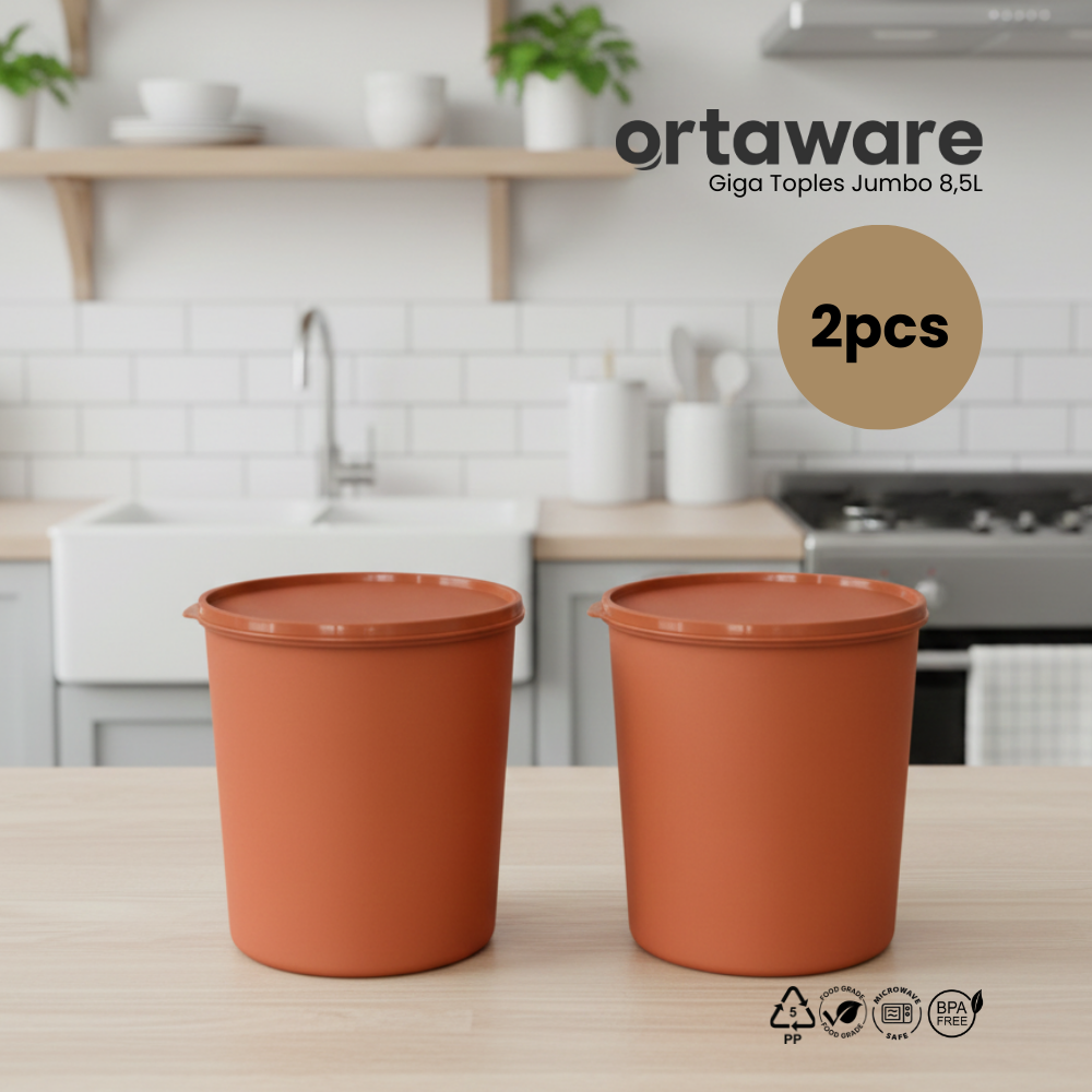 [2PCS] Ortaware Toples Jumbo Gentong Giga 8,5L Kedap Udara BPA Free 2PCS untuk Penyimpanan Makanan Segar dan Aman