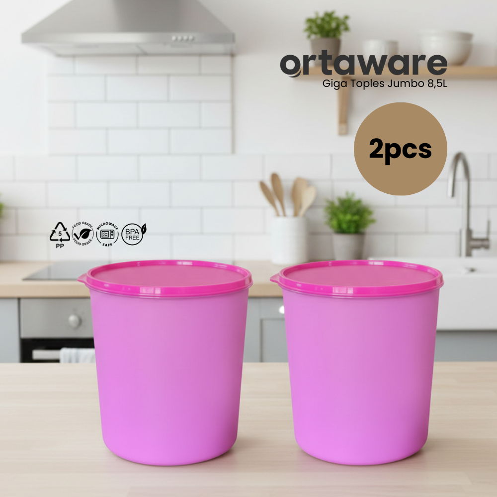 [2PCS] Ortaware Toples Jumbo Gentong Giga 8,5L Kedap Udara BPA Free 2PCS untuk Penyimpanan Makanan Segar dan Aman