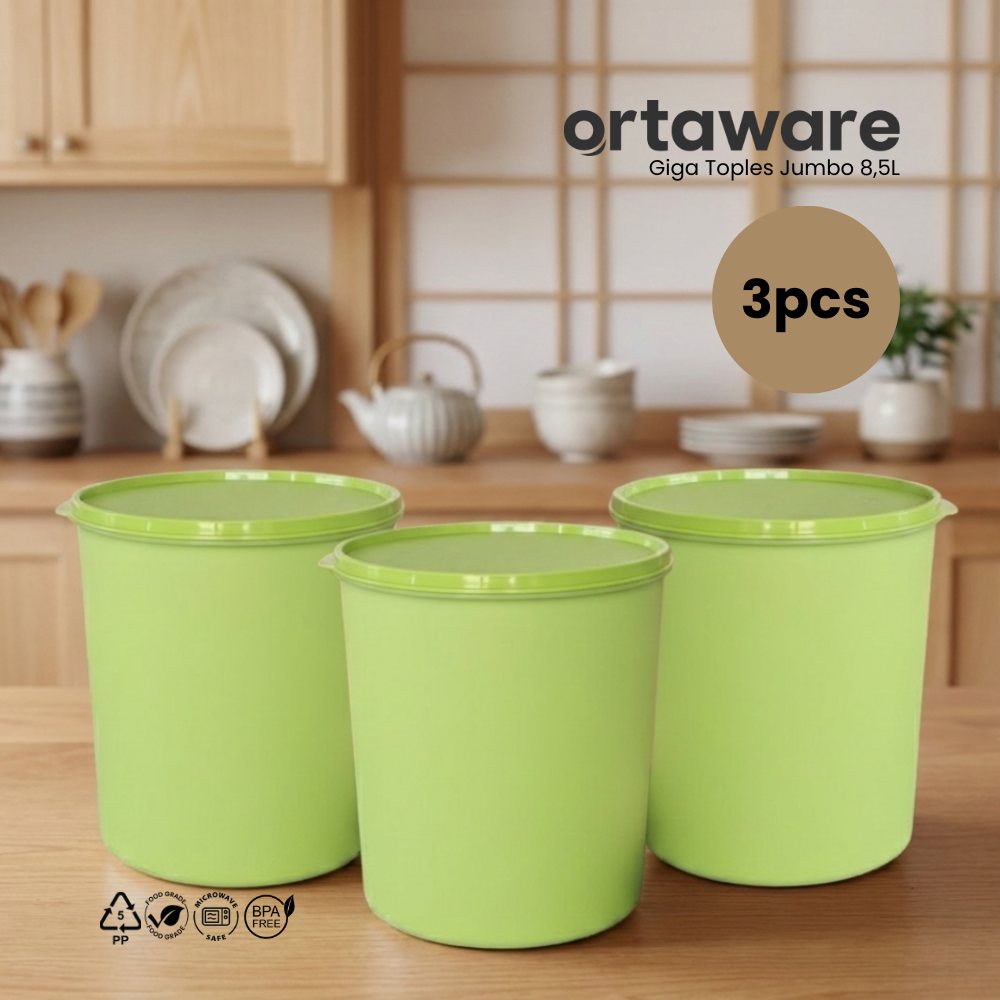 [3PCS] Ortaware Toples Jumbo Gentong Giga 8,5L Kedap Udara BPA Free 3PCS untuk Penyimpanan Makanan Segar dan Aman