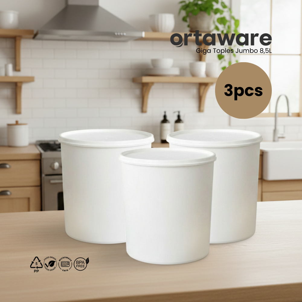 [3PCS] Ortaware Toples Jumbo Gentong Giga 8,5L Kedap Udara BPA Free 3PCS untuk Penyimpanan Makanan Segar dan Aman