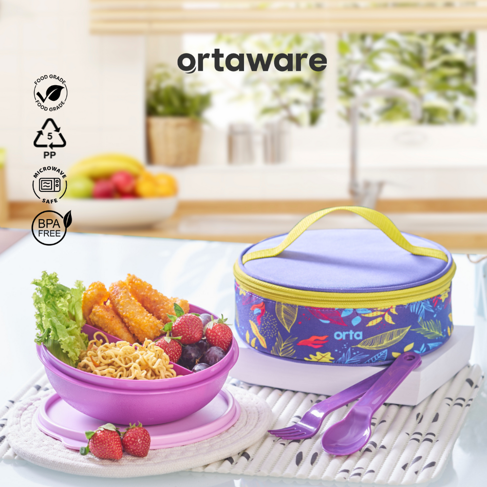 [Kela Lunchbox Set] | ORTAWARE | Tas Makan + Sendok Garpu + Tas Bekal | BPA FREE & MICROWAVE SAFE