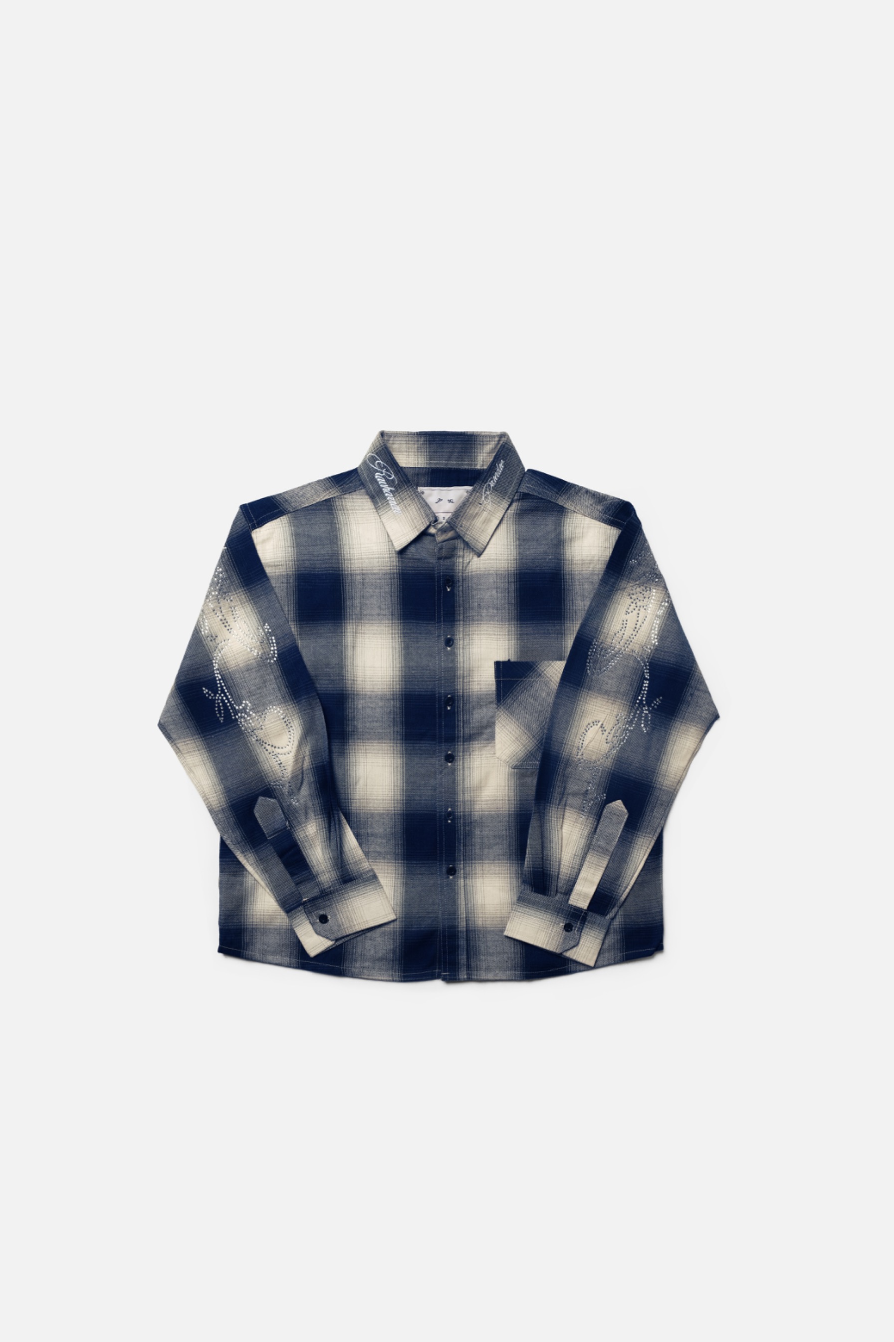 RAVHARREN x PRAEDAE DARK BLUE FLANNEL SHIRT