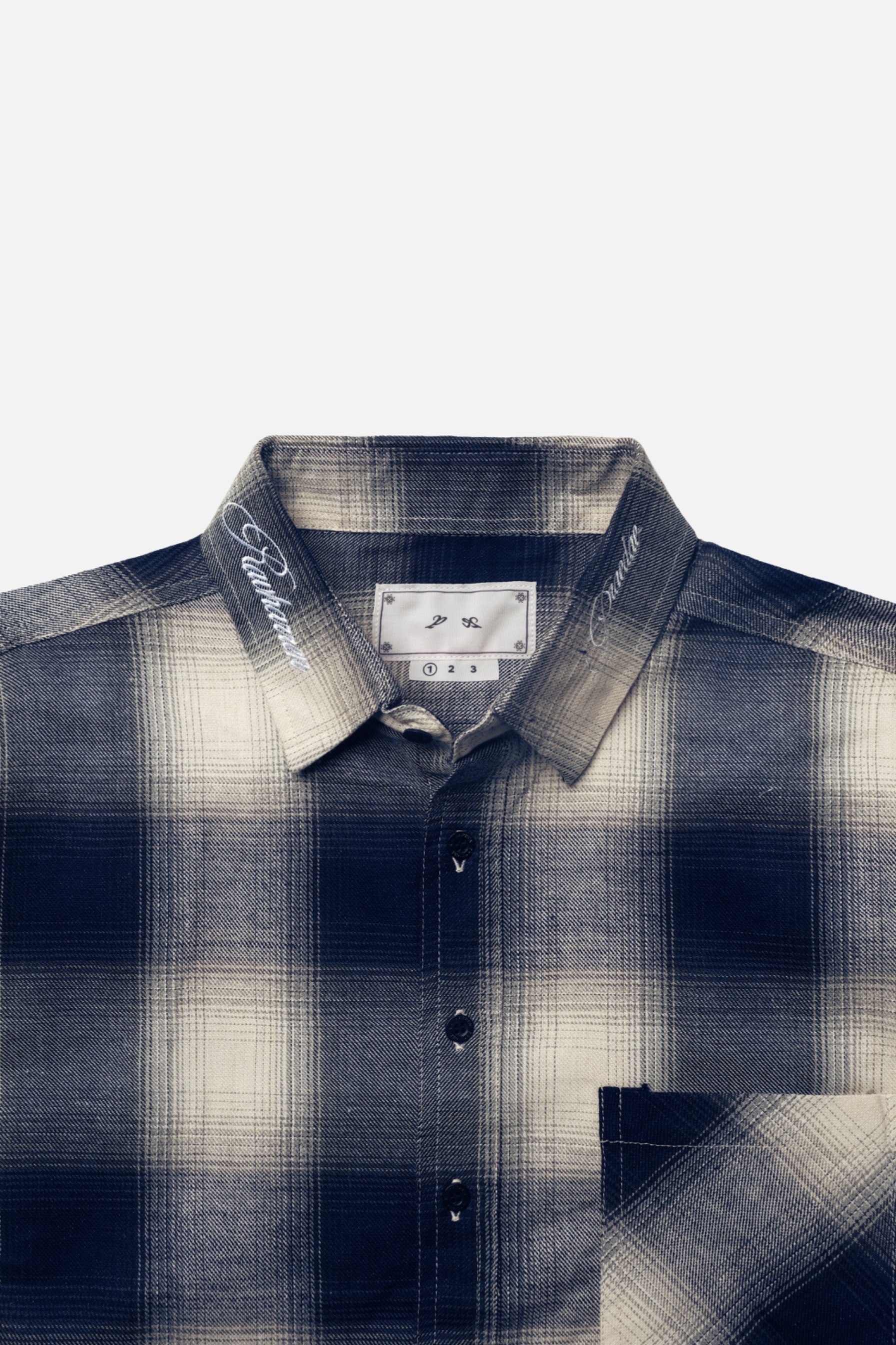 RAVHARREN x PRAEDAE DARK BLUE FLANNEL SHIRT