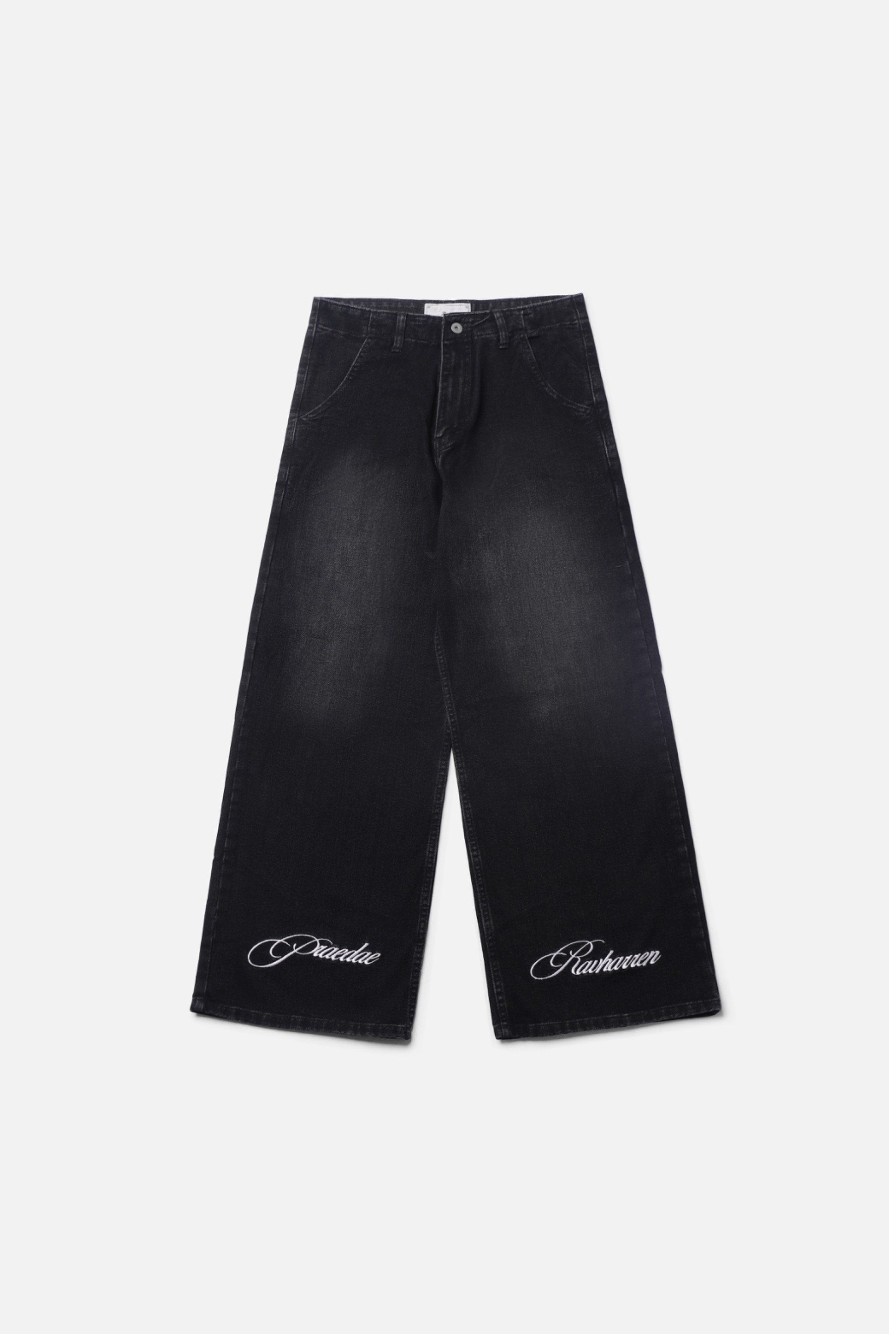 RAVHARREN x PRAEDAE FADE BLACK DENIM PANTS