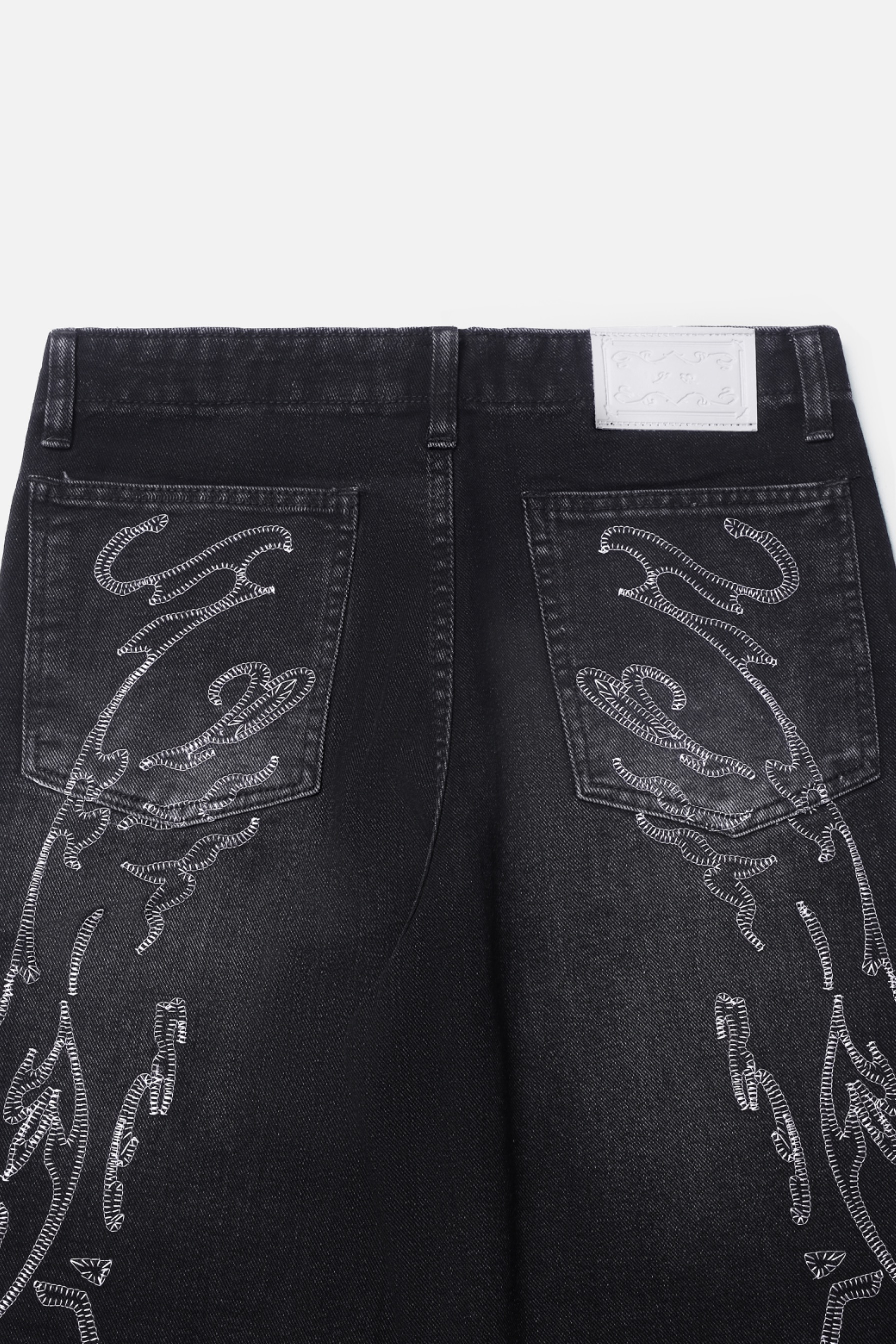 RAVHARREN x PRAEDAE FADE BLACK DENIM PANTS