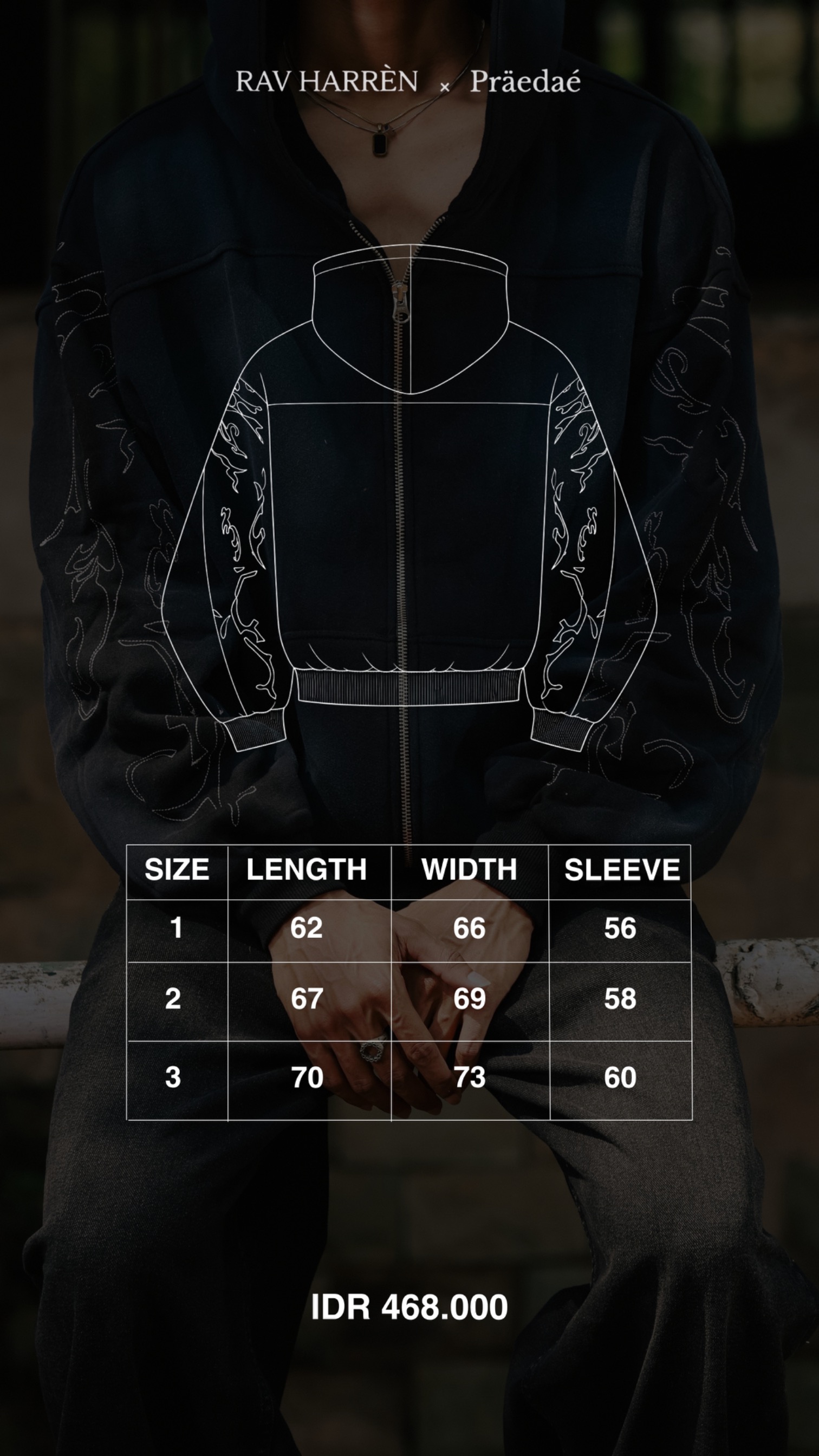 RAVHARREN x PRAEDAE FADE BLACK HOODIE