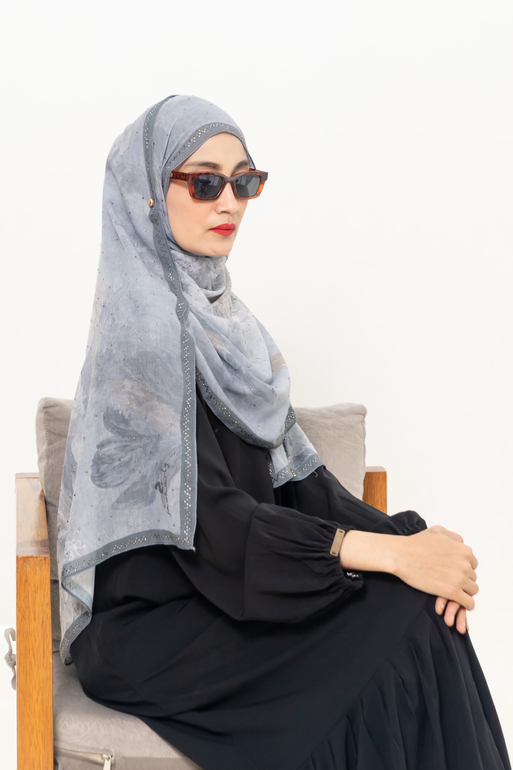pashmina motif bloom series - gray