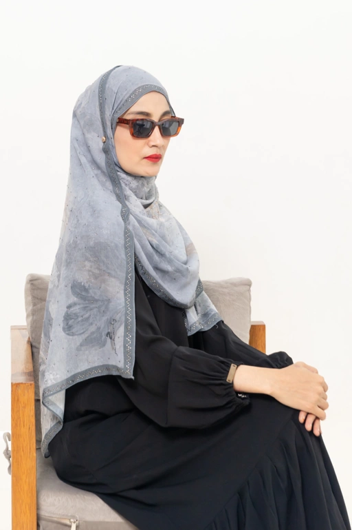 Image of pashmina motif bloom series - gray