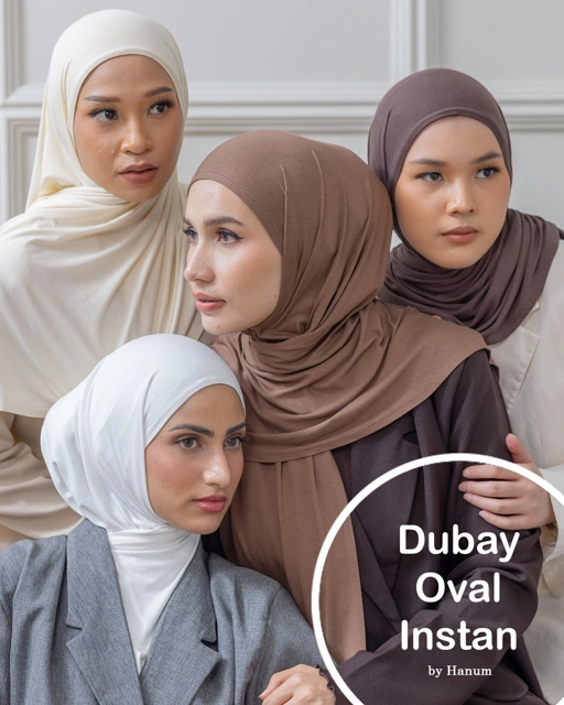 Image of HANUM - DUBAY Oval Instan | Pashmin Instana Berbentuk Oval Sudah di Lengkapi Dengan Ciput