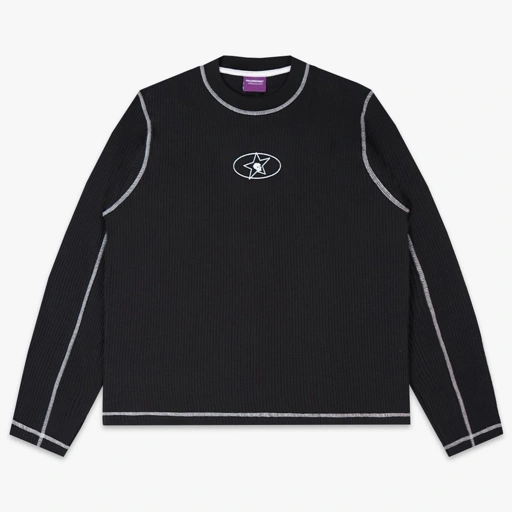 Image of Long Sleeve Waffle Fitted Fillingstreet - Dread Black