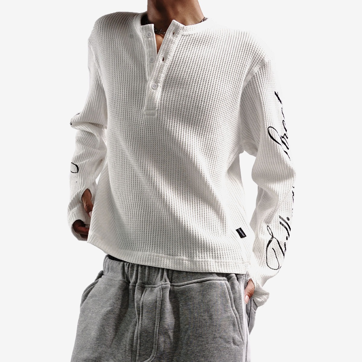 STEAT WAFFLE LONG SLEEVE WHITE