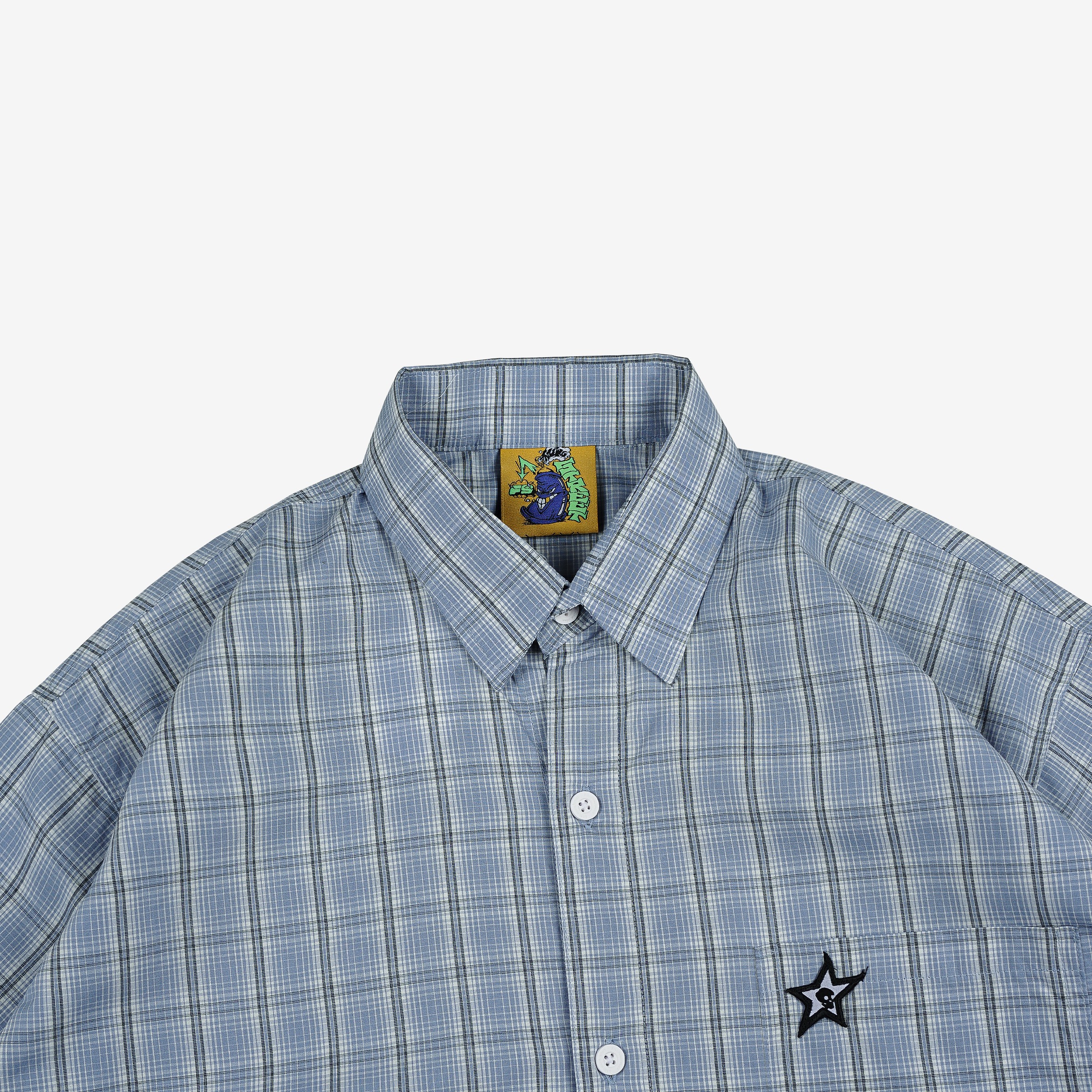 METRO PLAID SHIRT DUSTY BLUE