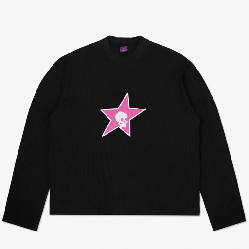Image of Longsleeve Boxy Waffle Fillingstreet - Asterisk Black