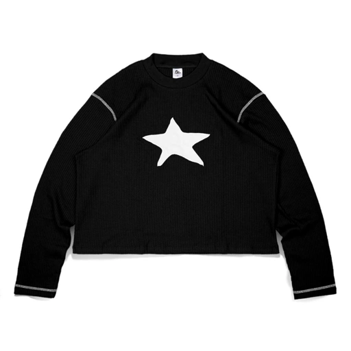 Image of Longsleeve Boxy Waffle Fillingstreet - Vault Black