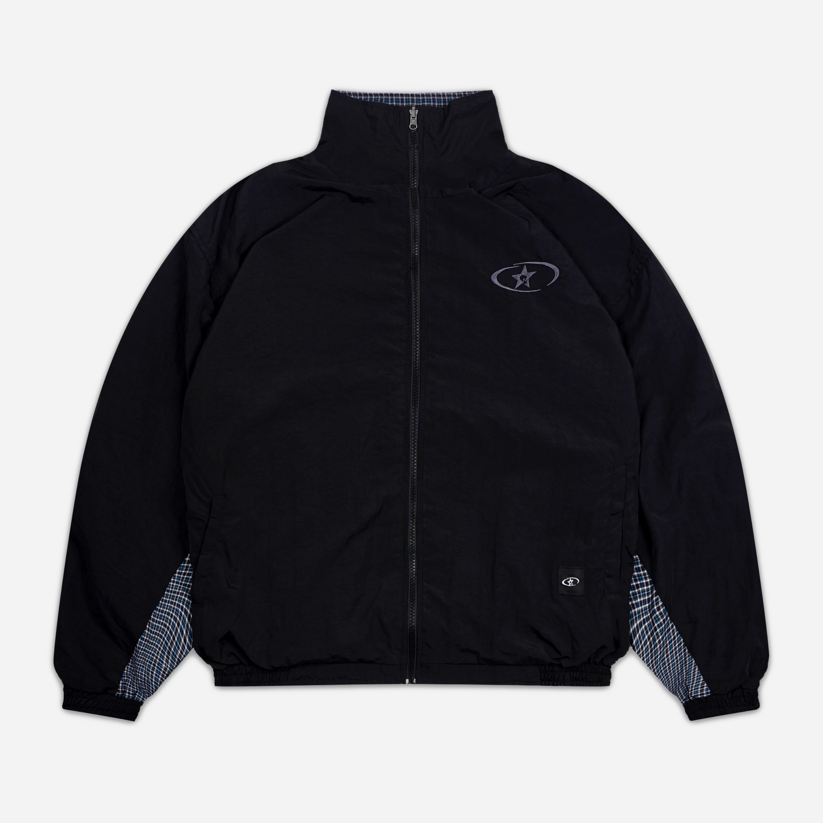 CAMDEN REVERSIBLE PLAID TRACKSUIT JACKET BLUE