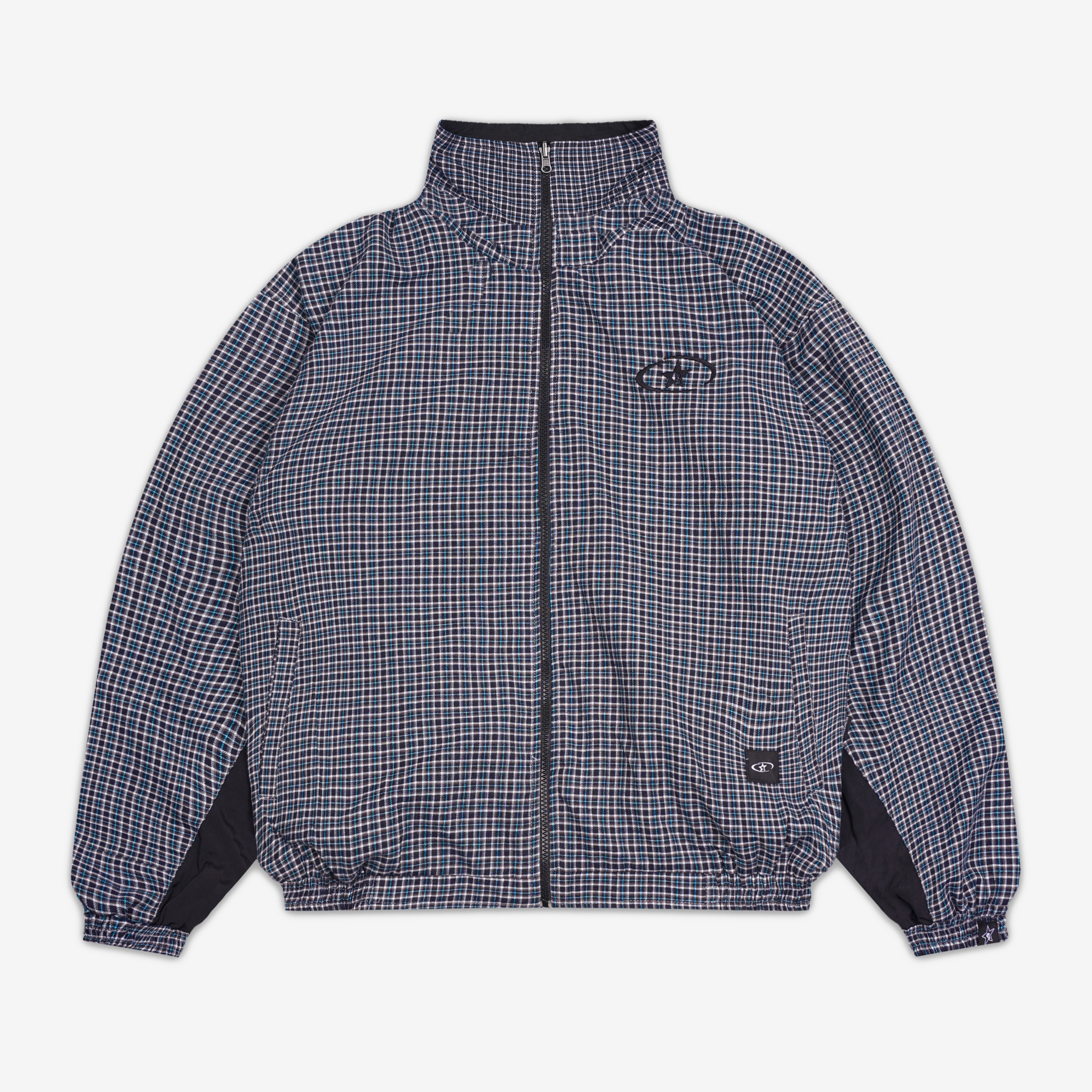 CAMDEN REVERSIBLE PLAID TRACKSUIT JACKET BLUE