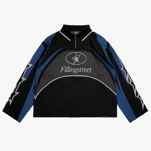 Image of Sweater Polo Knit Fillingstreet - Block Star Black