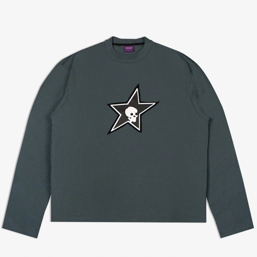 Image of ASTERISK WAFFLE LONG SLEEVE BLUE STONE