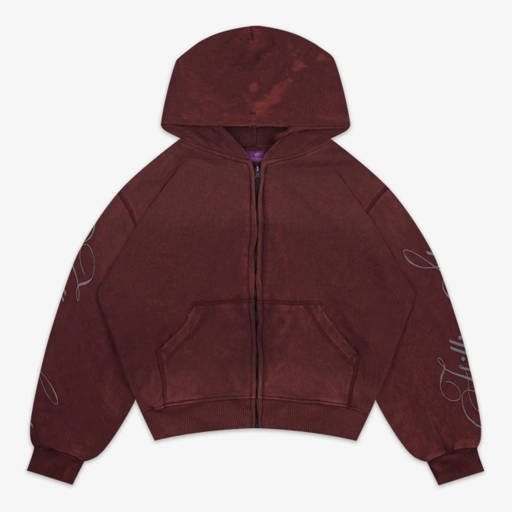STEAT ZIP HOODIE WASHED RED