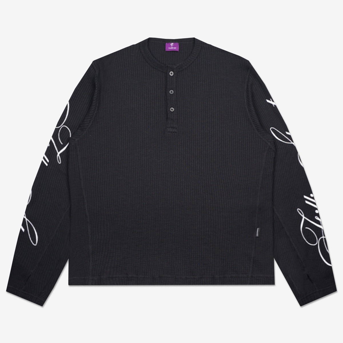 STEAT WAFFLE LONG SLEEVE BLACK