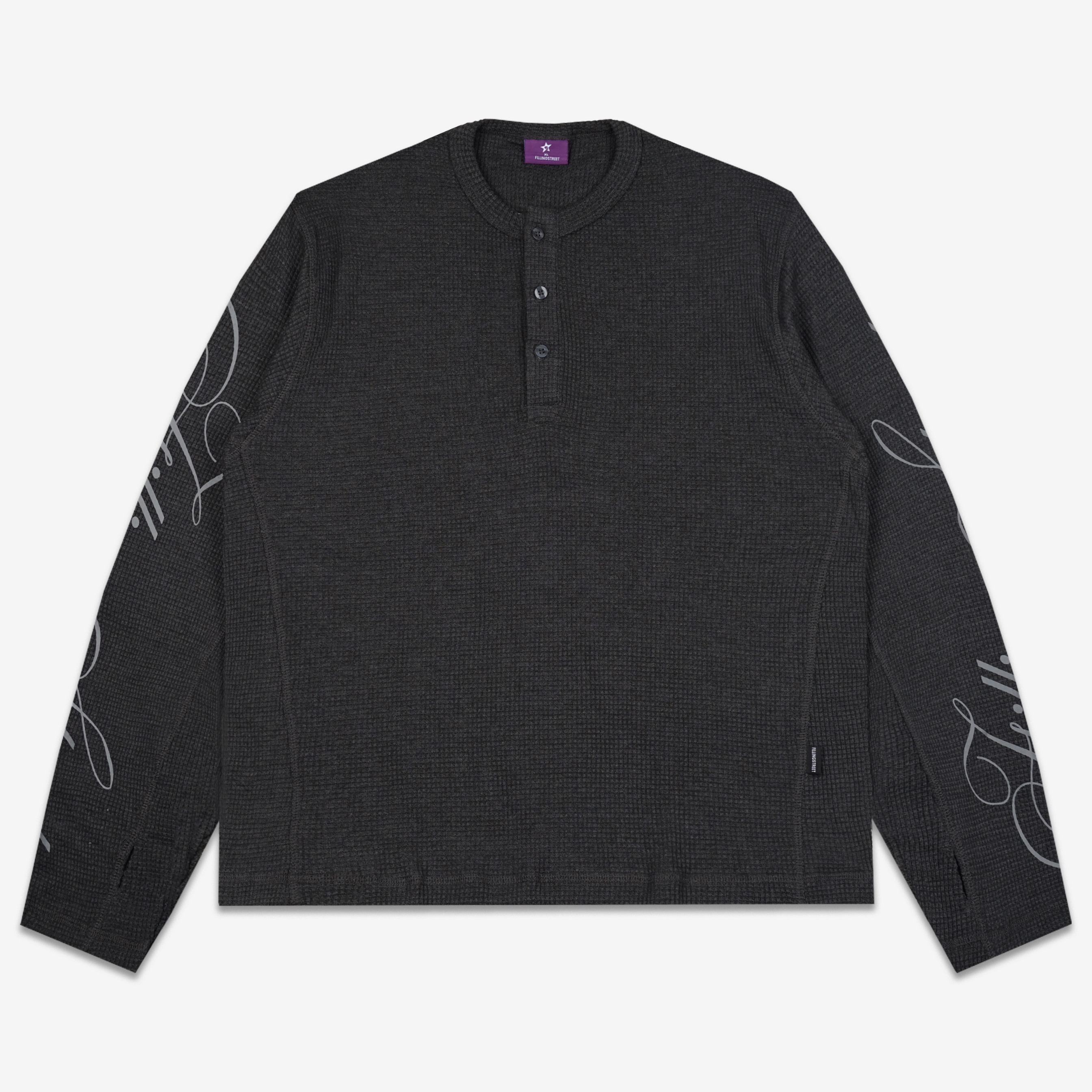 STEAT WAFFLE LONG SLEEVE DARK GREY